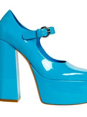 Stunning Jeffrey Campbell Chillin' Platform Mary Jane Teal Blue